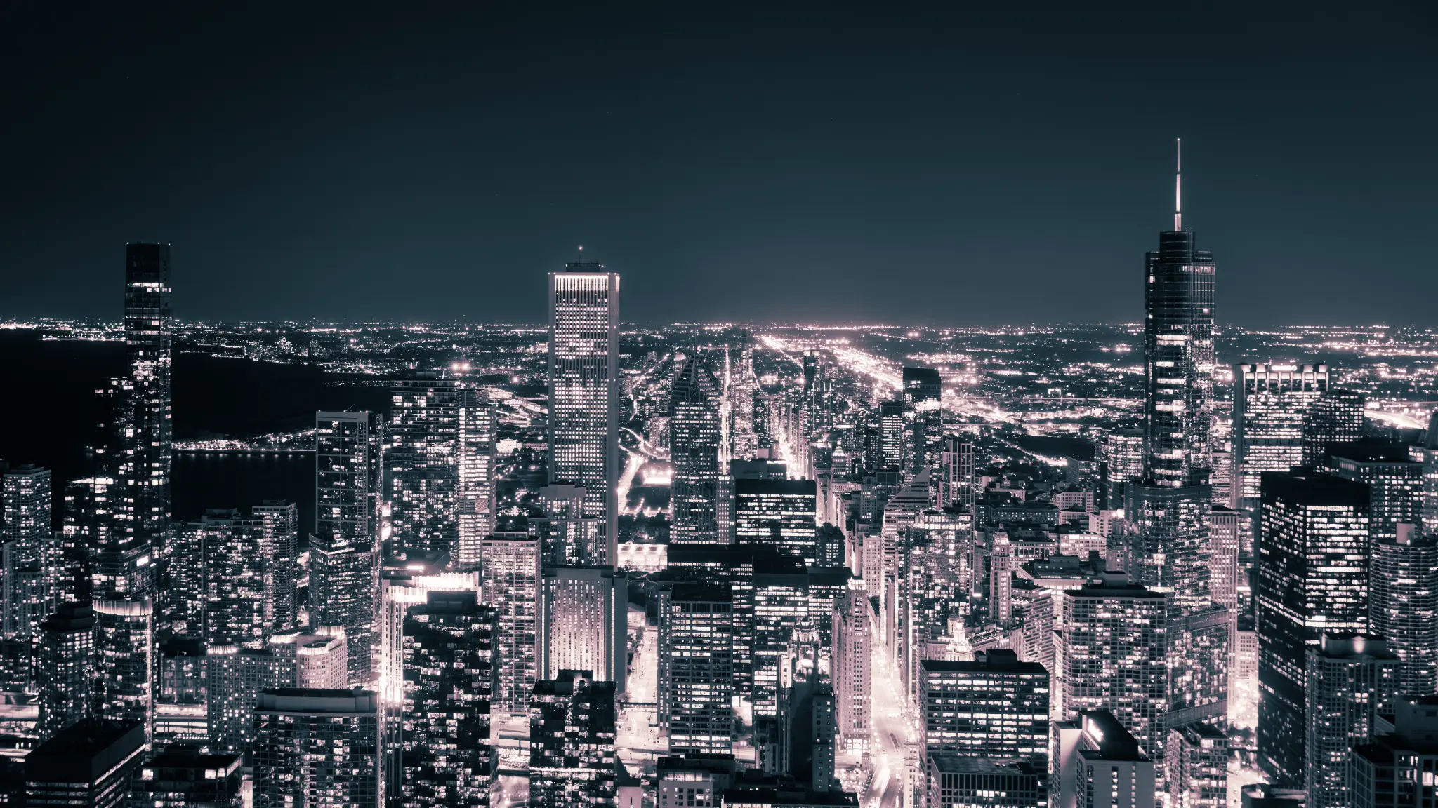 Elegant couple portrait with city skyline