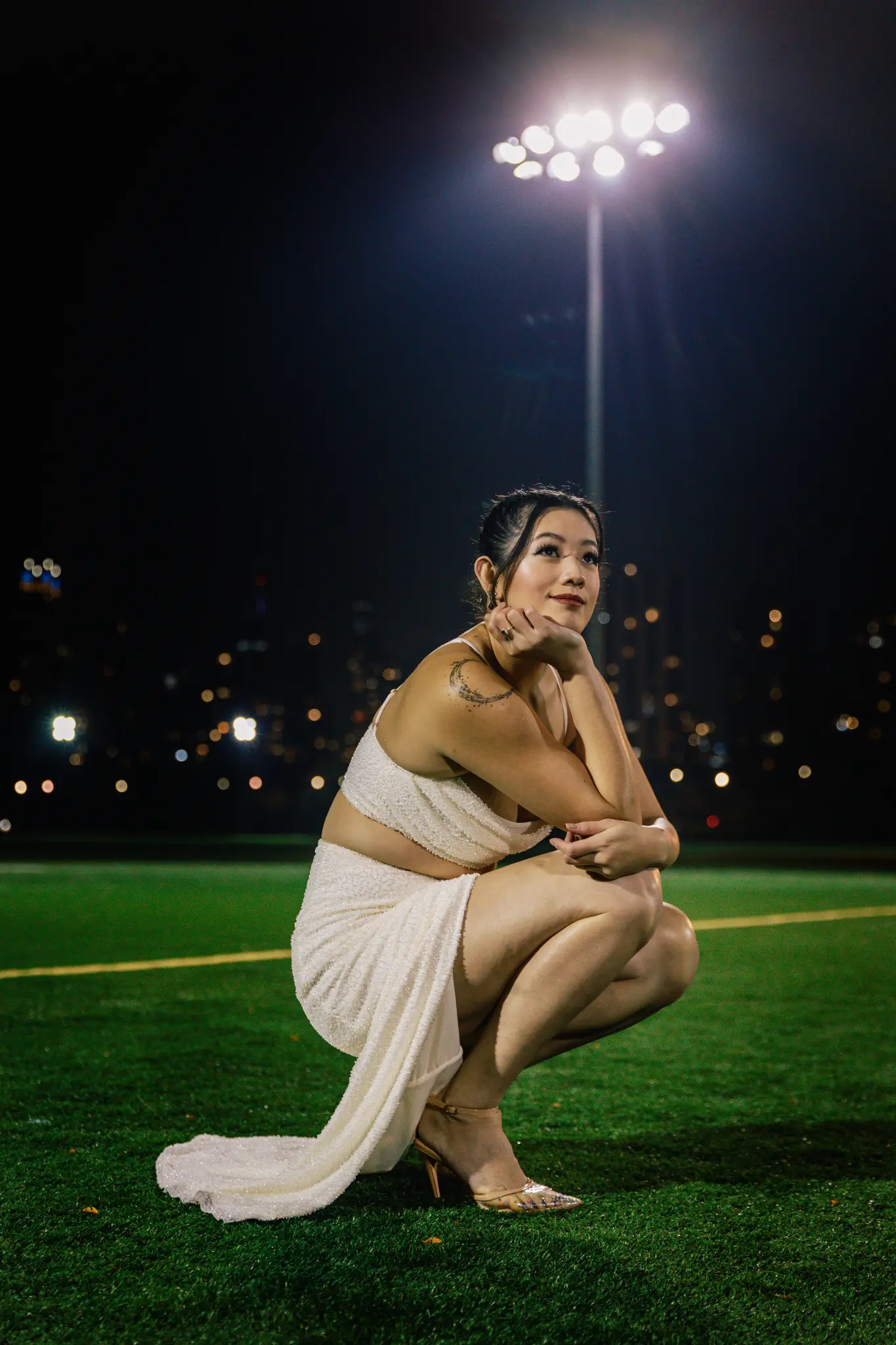 Stadium lights evening portrait